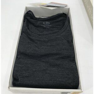 Icebreaker Mens Size Large Merino Wool Crew SS T-Shirt Heather Black Anatomical